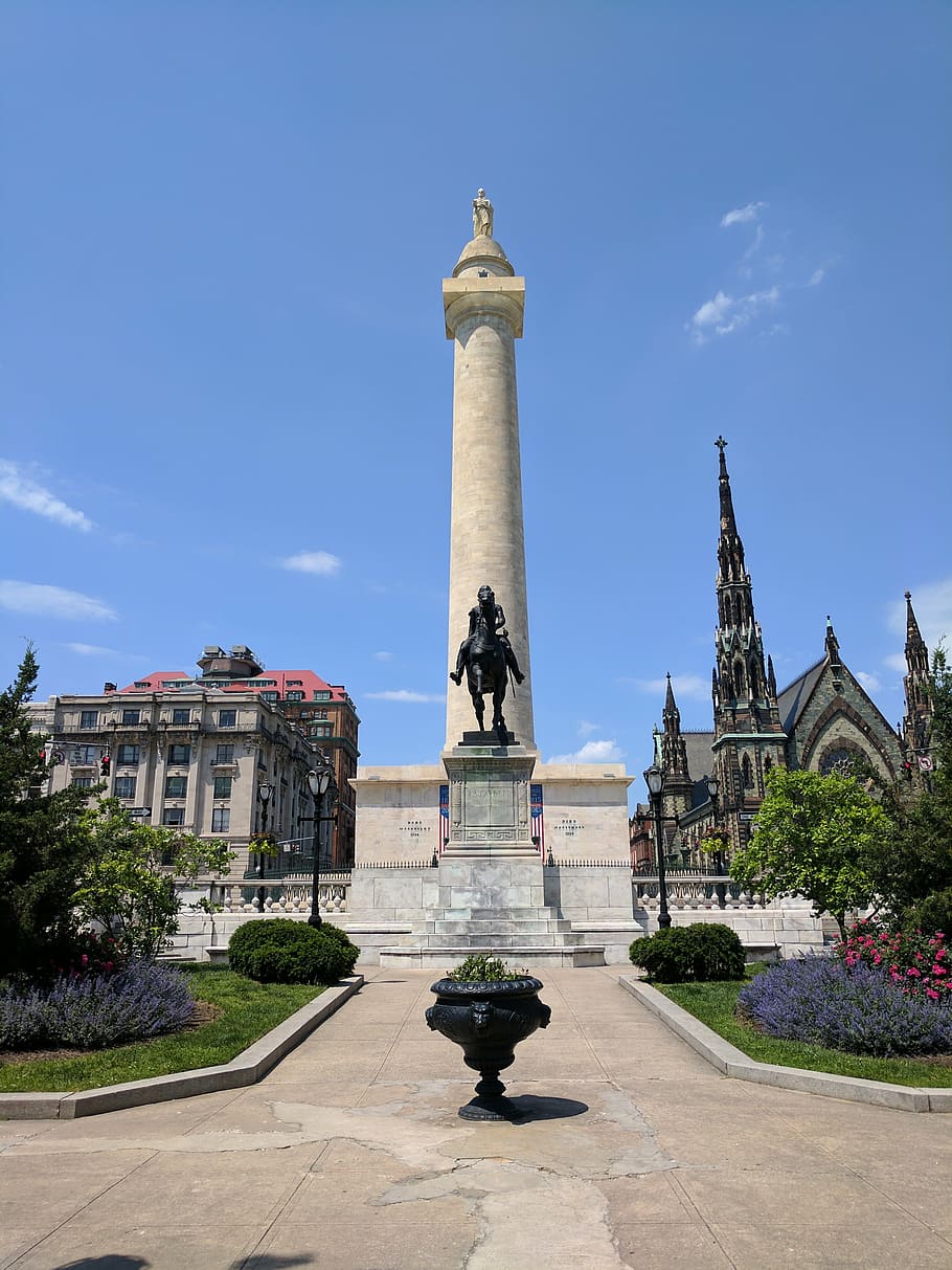 washington monument, marquis de lafayette, bronze, landmark, HD wallpaper