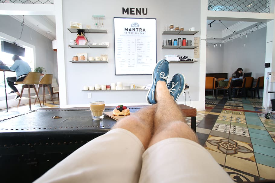 restaurant, menu, table, footwear, shoes, feet, coffee, desert HD wallpaper
