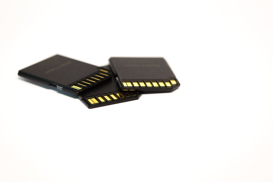 three black SD cards, Memory, Electronics, Computer, storage medium