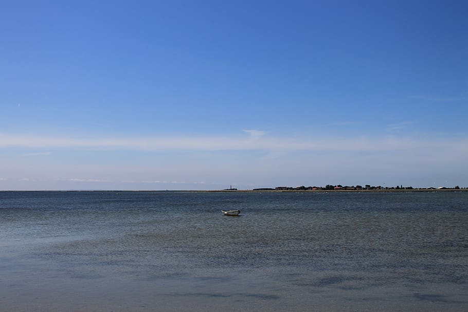 fehmarn, silent, rowing boat, water, sea, sky, nautical vessel HD wallpaper