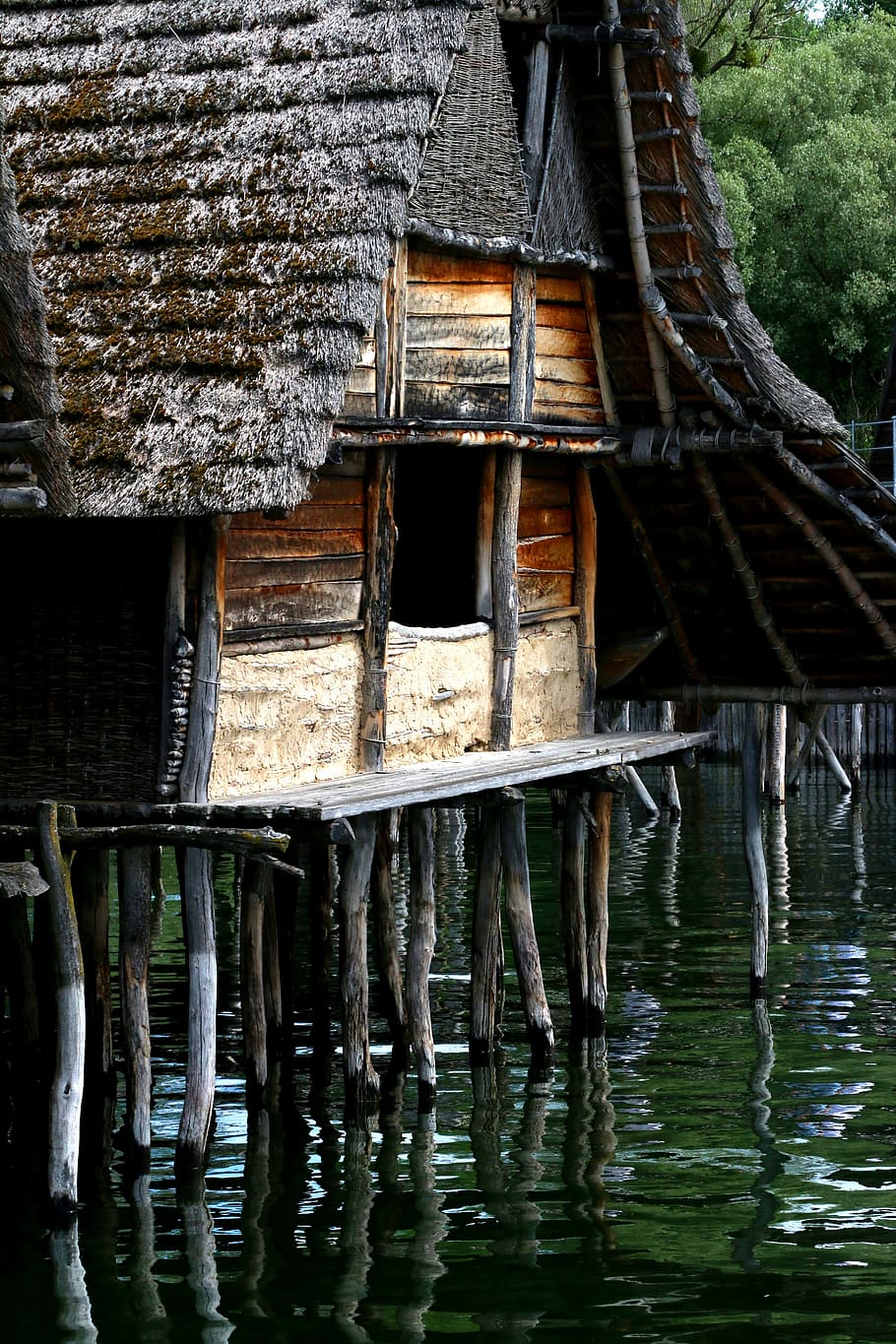 stilt houses, unteruhldingen, lake constance, pile-dwelling museum