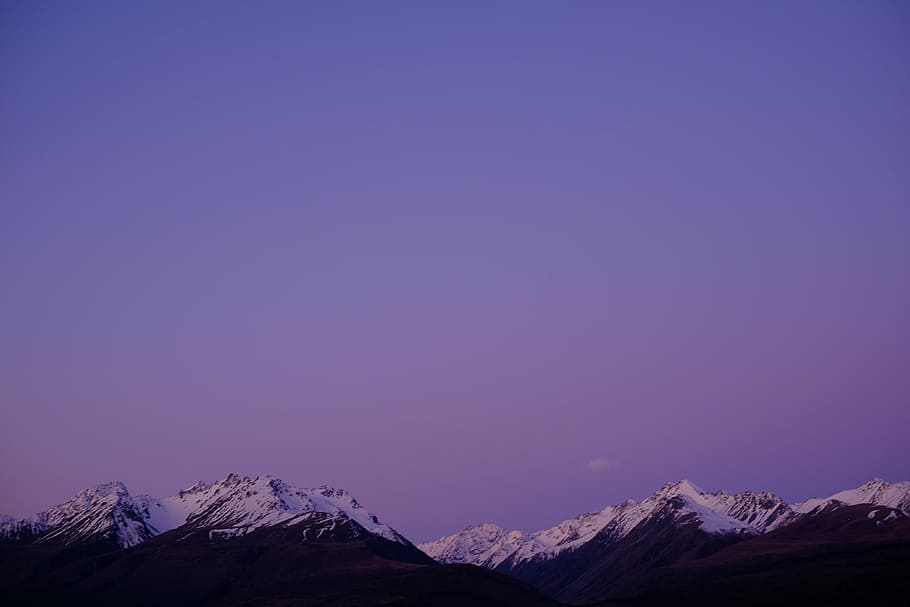 view of alps mountain, photo, snowy, mountains, purple, sky HD wallpaper