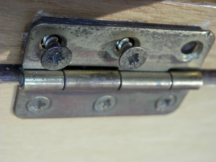 fitting, screw, hinge, metal fitting, close-up, no people, old, HD wallpaper