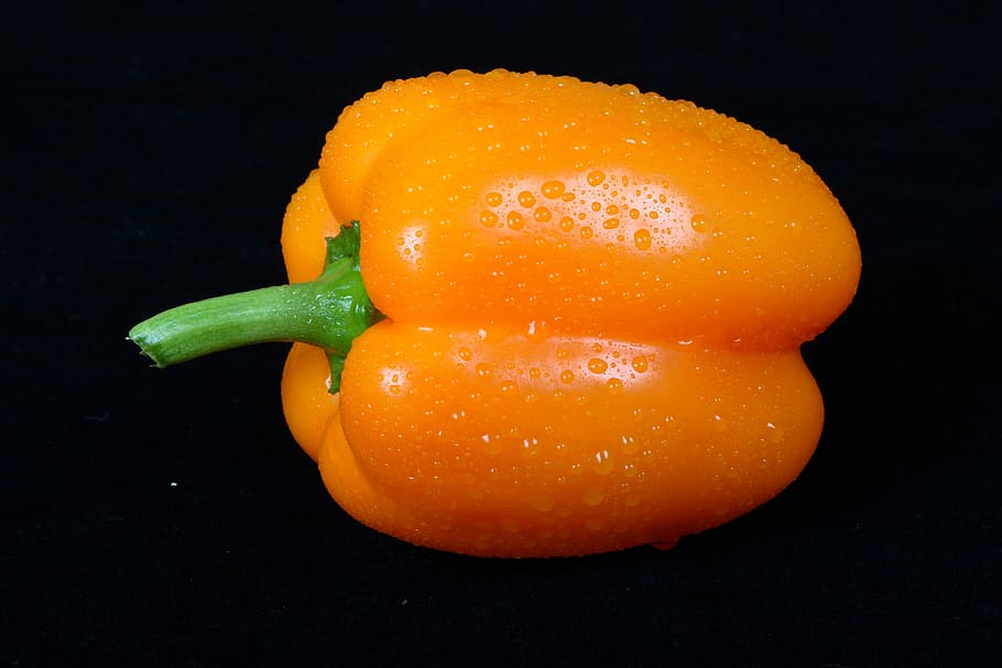 Yellow, Sweet Pepper, Vegetable, black background, healthy eating HD wallpaper