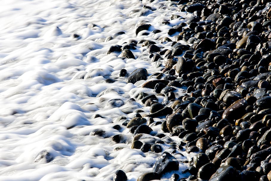 gravel, weeks ago, bathing beach, ulsan, nature, day, high angle view, HD wallpaper