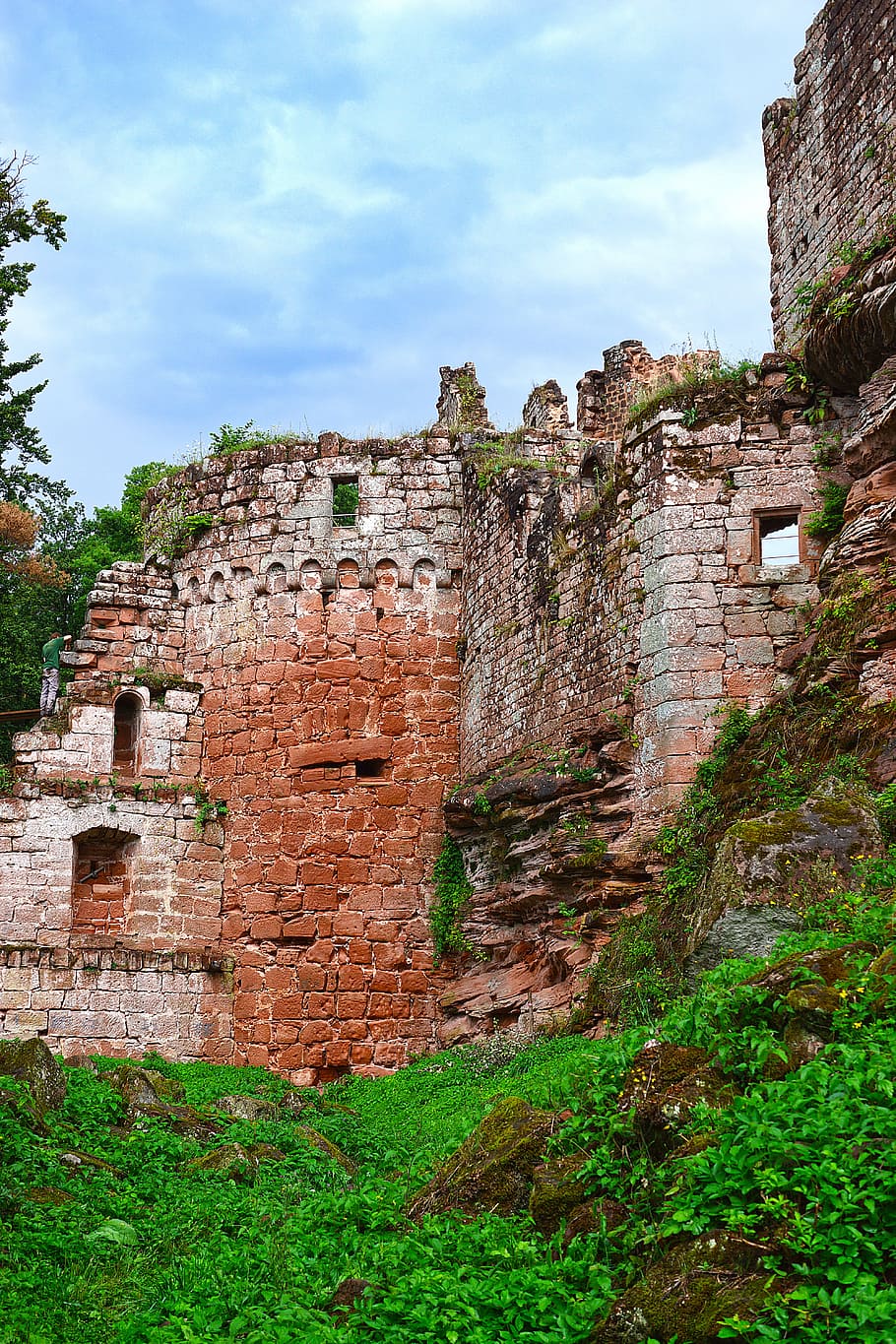 castle, ruin, france, sandstone, heritage, fortification, history, HD wallpaper
