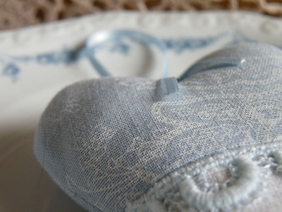 Heart, Lace, blue, no people, close-up, indoors, day, textile HD wallpaper