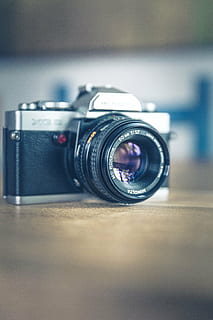 selective focus photo of black and gray bridge camera, analog HD wallpaper
