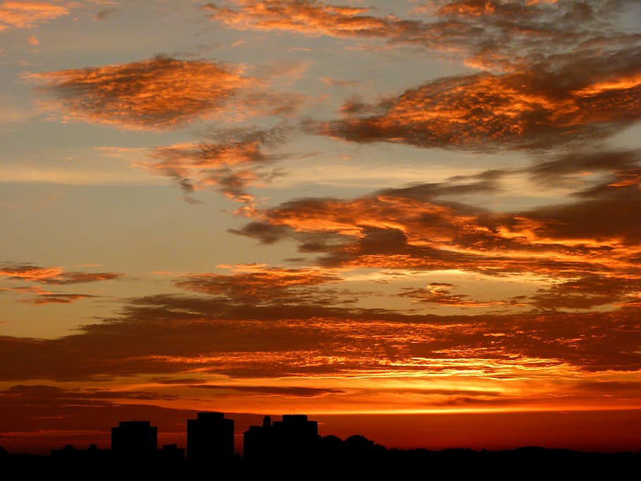 clouds during sunset, skyline, red, beautiful, singapore, dusk HD wallpaper