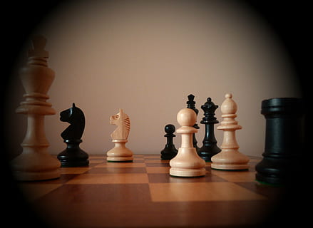 chess pieces on vignette photography, play, think, bauer, tower HD wallpaper