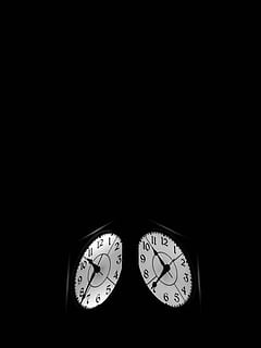Time, two analog clock at 10:35, dark, night, black, hands, copy space HD wallpaper