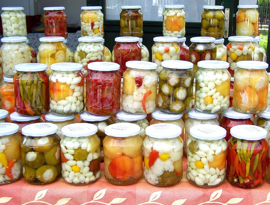 stacked infused vinegar jars, Homemade, Mixed Pickles, Dish, homemade pickles, HD wallpaper
