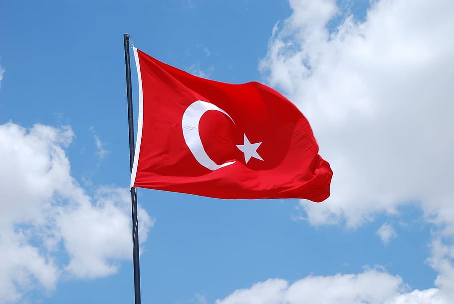 close-up photography of Turkey flag during daytime, Turkish, Flag