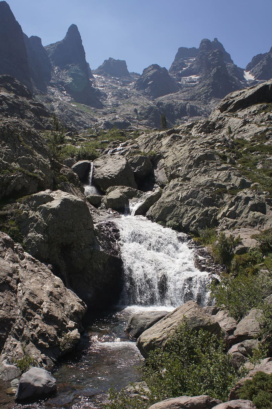 landscape, waterfall, mountains, steep, rock, beauty in nature HD wallpaper