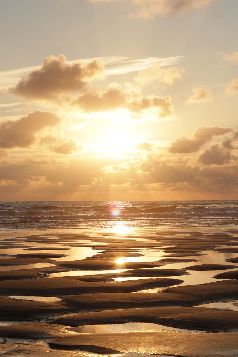 sunset, beach, sea, setting sun, brand, colorful sunset, orange HD wallpaper