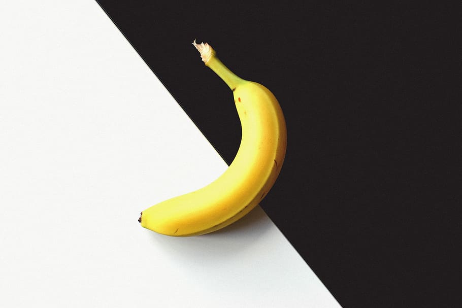 Banana, black, fruit, minimal, minimalistic, simple, simplistic, HD wallpaper