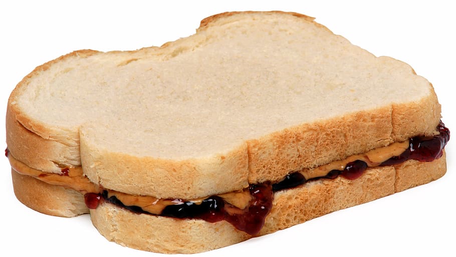 sandwich with sauce, food, eat, diet, peanut, butter, jelly, sweet food