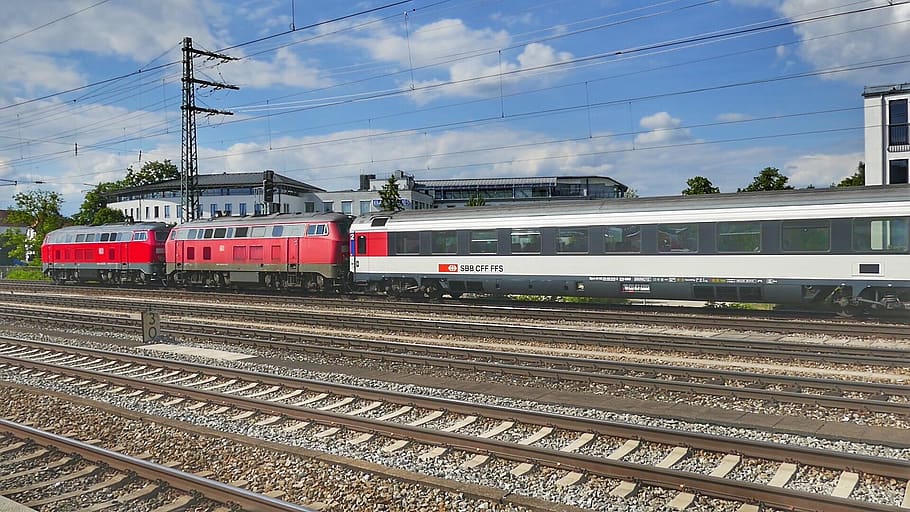 transport system, train, railway, railroad track, mode of transportation HD wallpaper