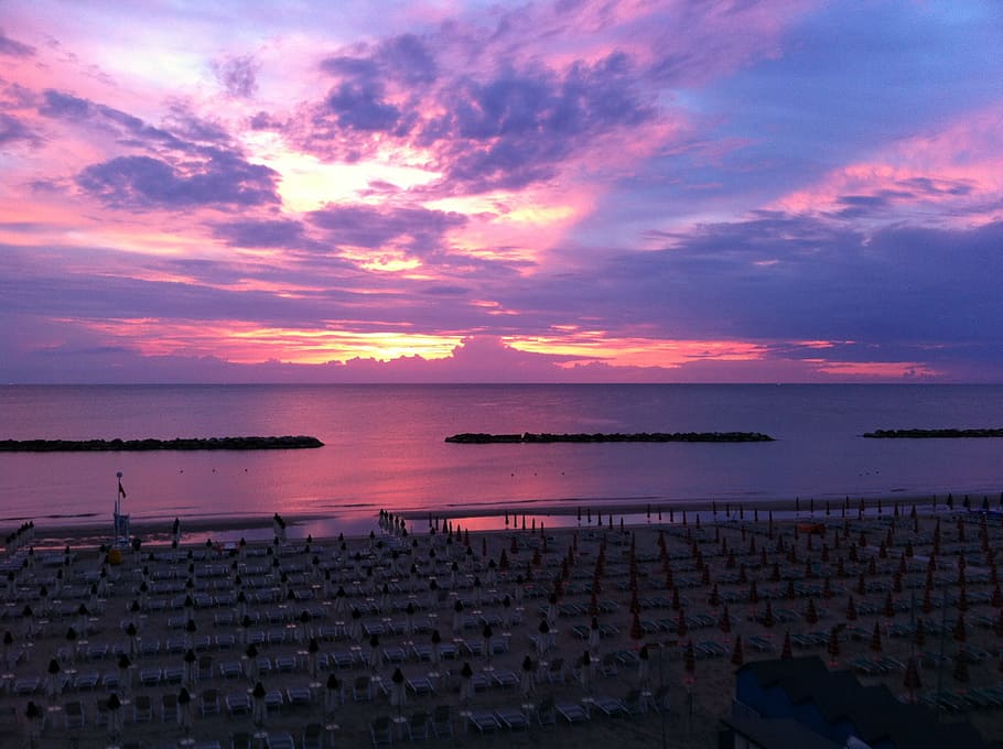 morgenrot, beach, clouds, sea, skies, water, sky, sunset, scenics - nature HD wallpaper