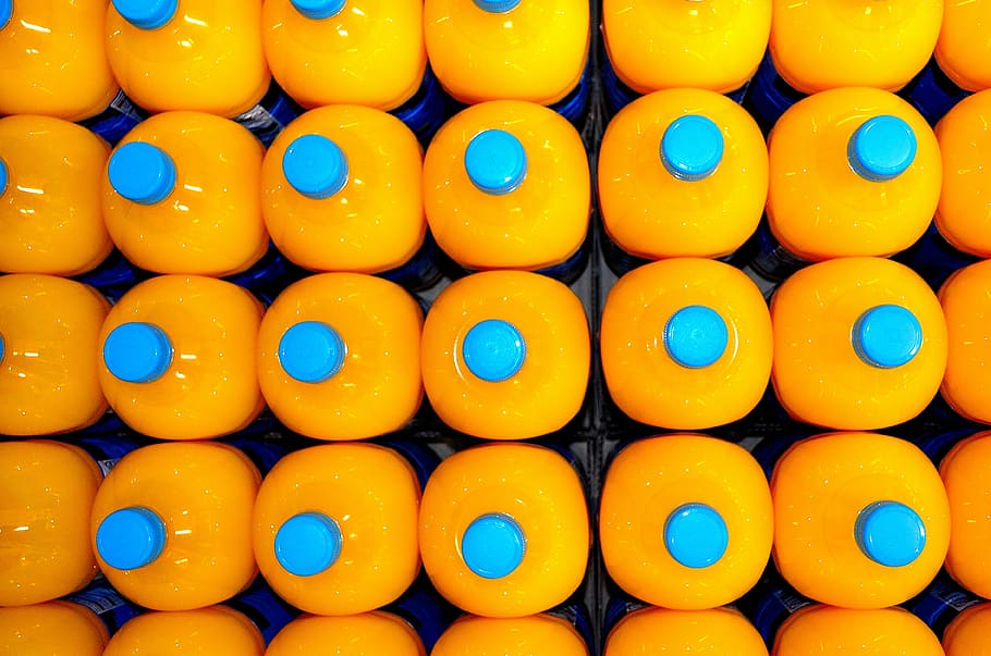 bottles, background, wallpaper, drink, goods, shop, blue, yellow HD wallpaper
