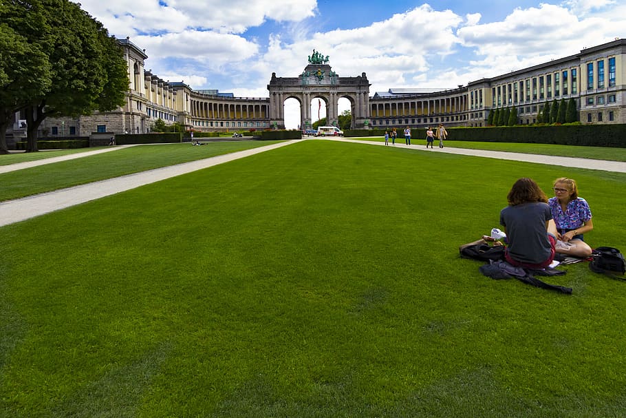 park, summer, brussels, green, plants, landscape, grass, people HD wallpaper