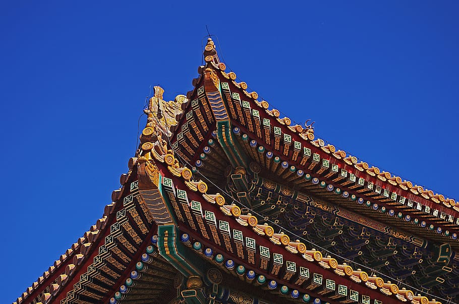 pagoda under blue sky, roof, daytime, architecture, china, building HD wallpaper