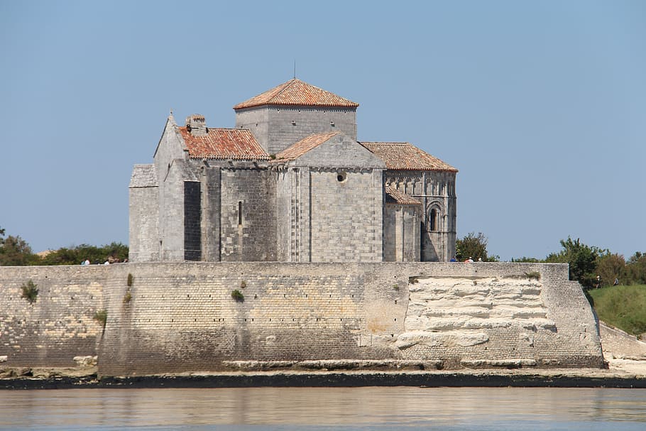 talmont, france, church, stone, sea, gironde estuary, architecture, HD wallpaper
