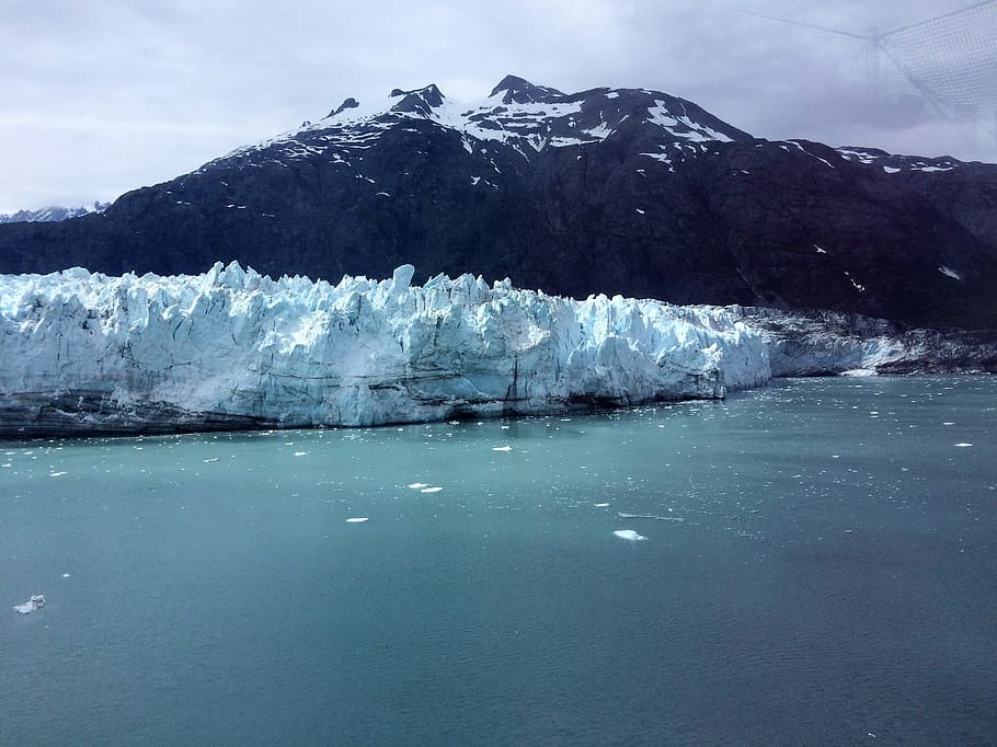Mountain, Glacier, Glacier, Bay, Ocean, Nature, snow, ice, alaska HD wallpaper