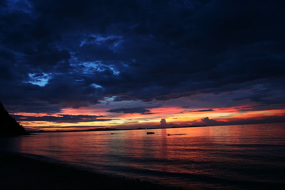 landscape photography of seashore under golden hour, sunset HD wallpaper
