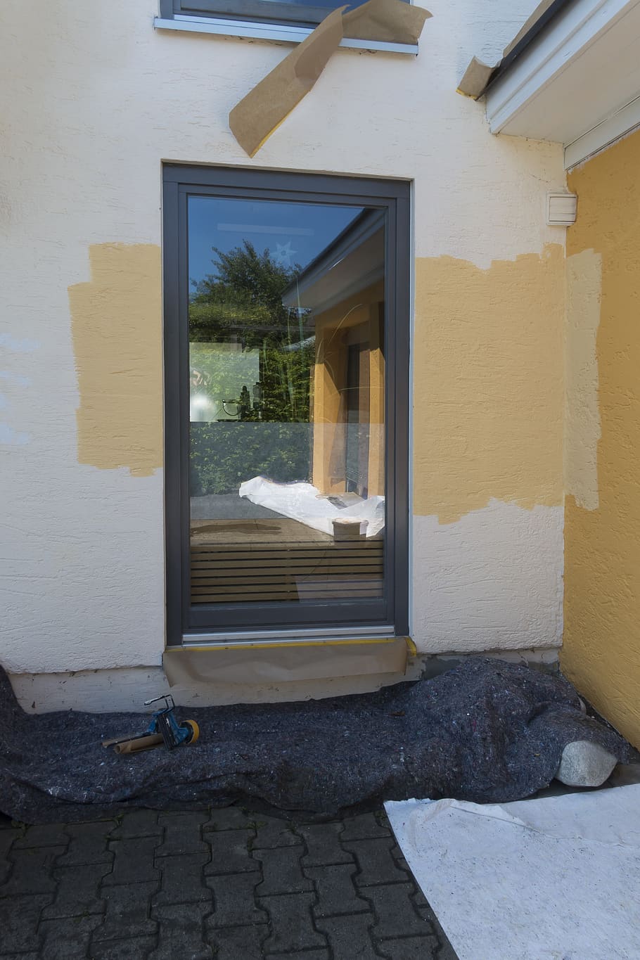 painter, colour sample, test, preparation, window, architecture HD wallpaper