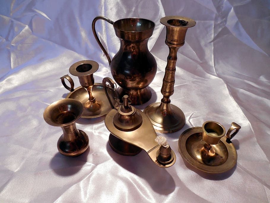 Oil Lamp, Antique, Candlestick, Light, candle holders, shiny HD wallpaper