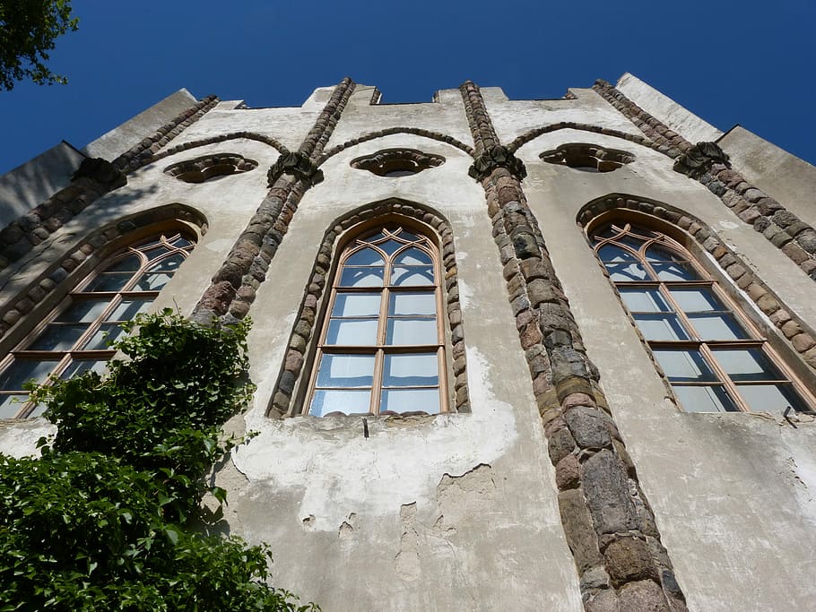 Ruin, Facade, Building, Architecture, home, upward, peacock island HD wallpaper