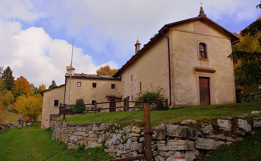 church, excursion, trail, mountain, the european path, e5, lessinia HD wallpaper