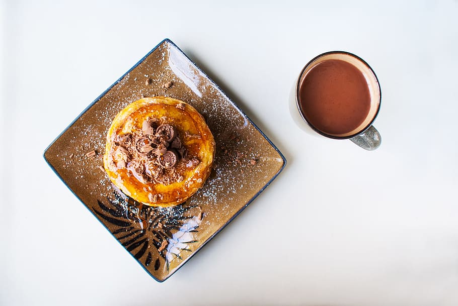 food, plate, drink, breakfast, chocolate, cocoa, delicious, dessert HD wallpaper