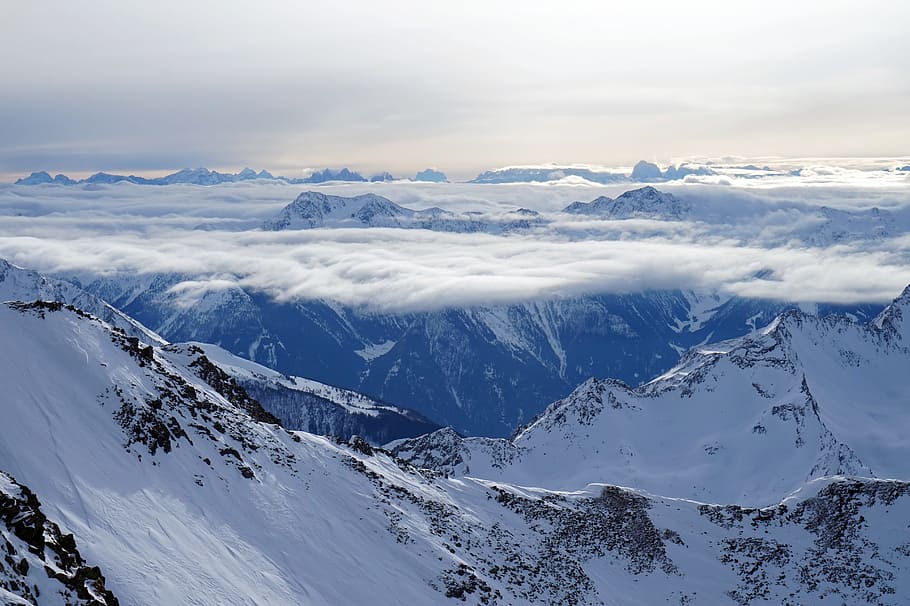 snow, mountain, winter, panoramic, ice, mountain peak, glacier HD wallpaper