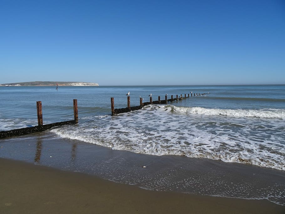 Isle Of Wight, Shanklin, Beach, shanklin beach, sea, waves, HD wallpaper