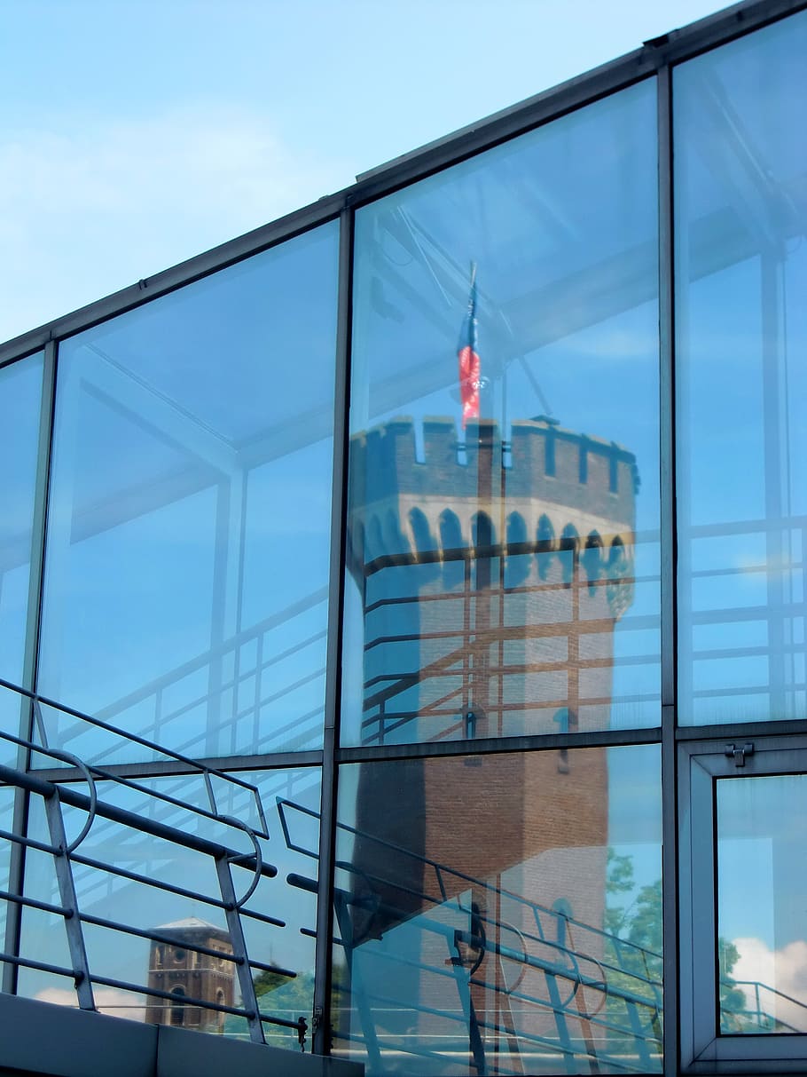 glass facade, window, discs, architecture, mirroring, glass window HD wallpaper