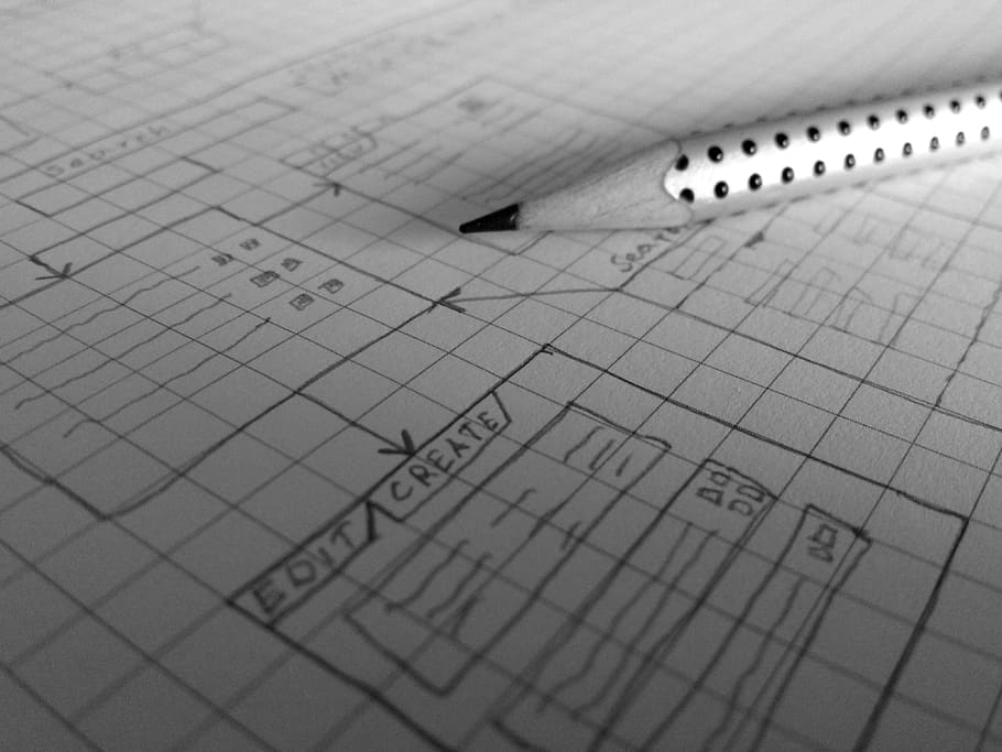 black and white paper with pencil, software, internet, web design HD wallpaper