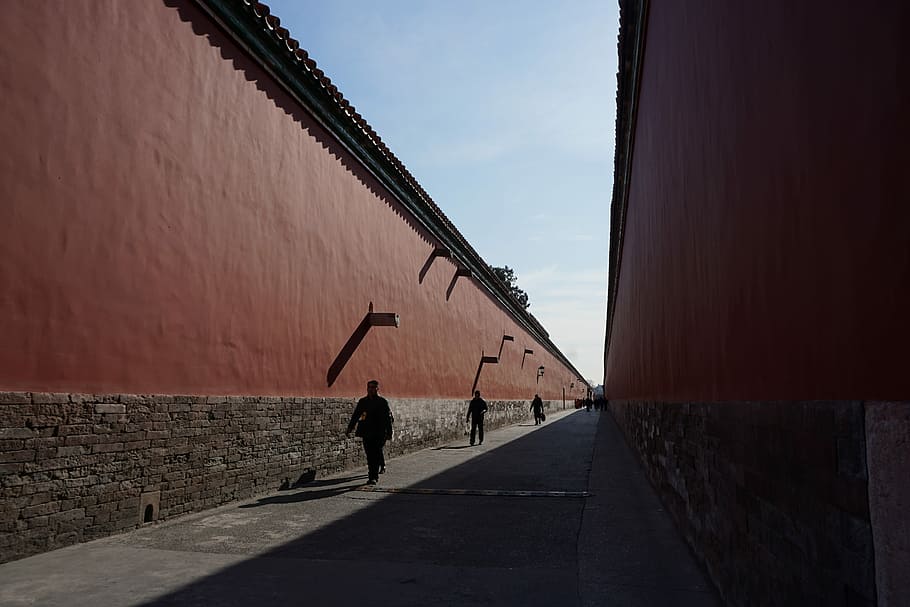 Forbidden City, Corridor, Perspective, silhouette, outdoors HD wallpaper