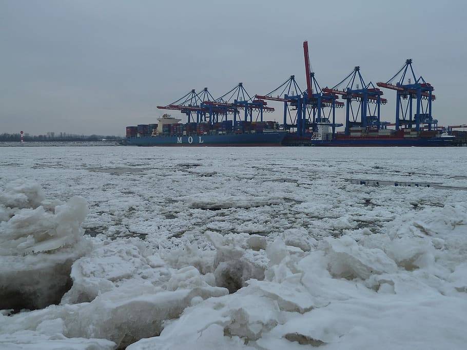 Hamburg, Ice, Winter, Frozen River, River, Elbe, harburg, süderelbe, HD wallpaper