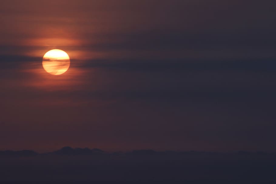 sun, mountains, sunset, sky, scenics - nature, beauty in nature HD wallpaper
