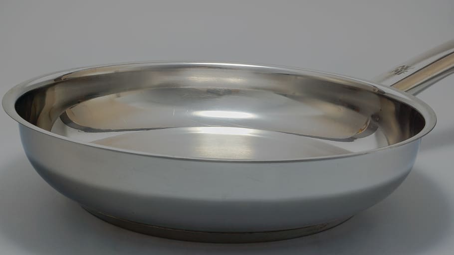 pan, kitchenware, saucepan, steel, stainless, metal, frying HD wallpaper