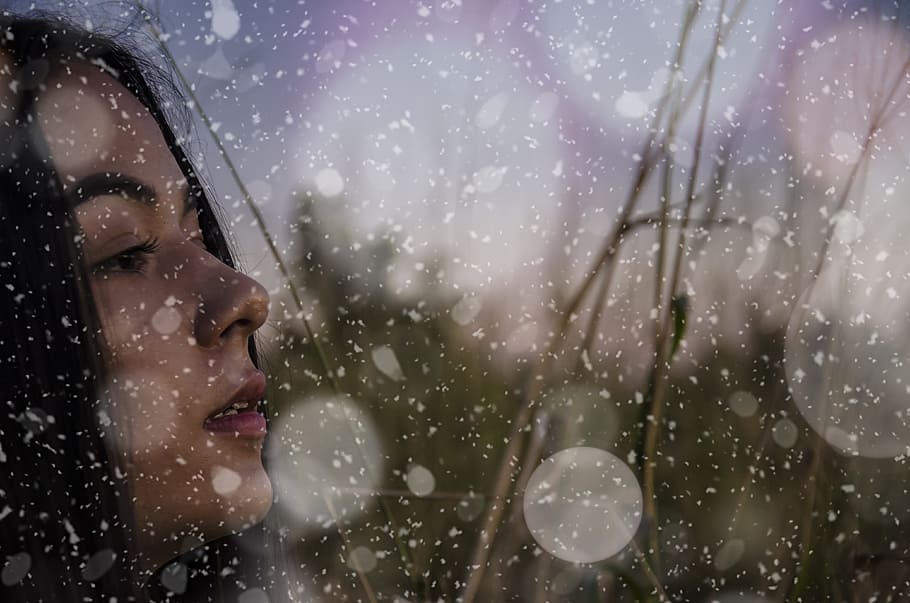 rain, wet, drop, h2o, weather, portrait, woman, closeup, headshot HD wallpaper