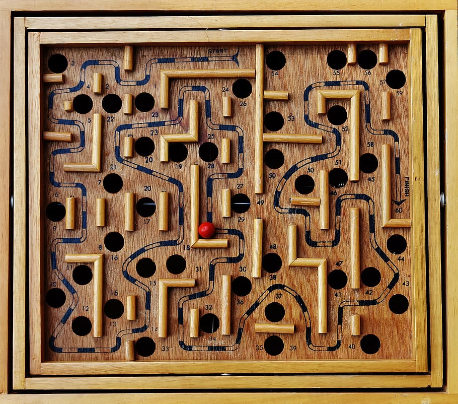 Hd Wallpaper Labyrinth Wood Play Ball Red Fun Puzzle Toys Maze Pattern Wallpaper Flare