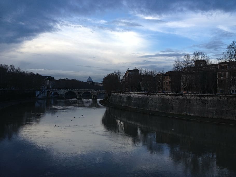 rome, bridge, night, river, architecture, bridge - Man Made Structure HD wallpaper