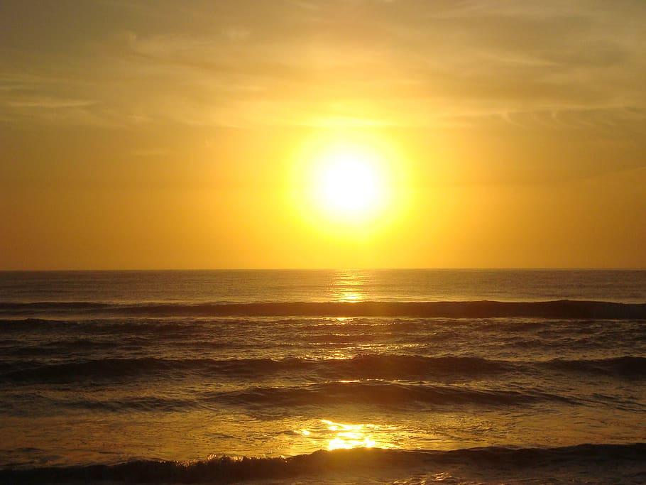sea, sun, sunset, sky, water, horizon over water, beauty in nature HD wallpaper