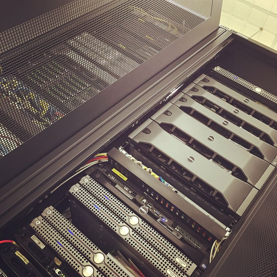 black and gray computer drives, server farm, work, technology HD wallpaper
