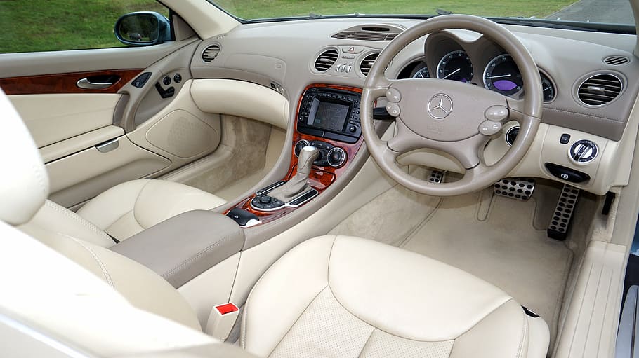 gray Mercedes-Benz vehicle interior, car, luxury, modern, automotive