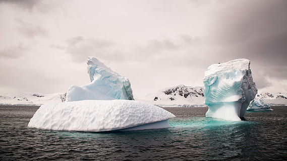HD wallpaper: ice bergs on ocean under gray clouds, Glacier, lagoon ...