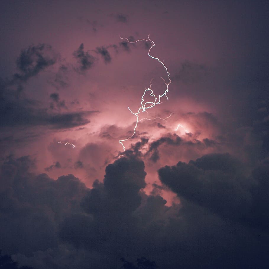 thunderstruck on clouds, lightning, storm, purple, sky, cloud - sky HD wallpaper